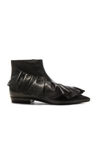 J.w. Anderson Leather Ruffle Booties In Black