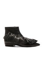 J.w. Anderson Leather Ruffle Booties In Black