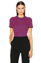 Proenza Schouler Silk Cashmere Irregular Stripe Cropped In Blue,red,stripes