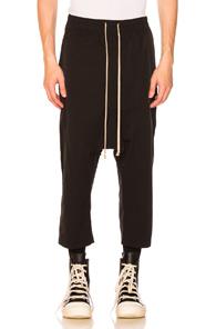 Drkshdw By Rick Owens Drawstring Cropped Pants In Black