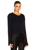 Ryan Roche Cropped Ribbed Sweater In Blue