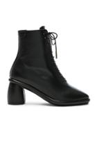 Reike Nen Leather Plain Middle Lace Up Boots In Black