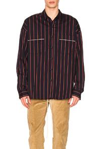Fear Of God Piped Oversized Shirt In Blue,stripes