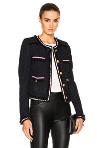 Veronica Beard Eclipse Fringe Trim Jacket In Black