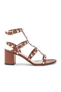 Valentino Rockstud Sandals In Brown