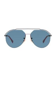 Fendi Full Coverage Sunglasses In Metallic,blue
