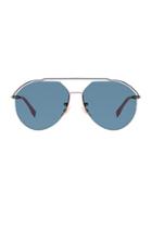 Fendi Full Coverage Sunglasses In Metallic,blue