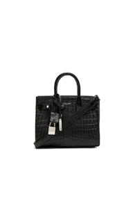 Saint Laurent Nano Croc Embossed Supple Sac De Jour In Black