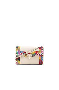 Valentino Medium Ethnic Camo Trim Rockstud Shoulder Bag In White