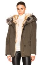 Army By Yves Salomon Reversible Classic Parka Jacket With Fox Fur In Green