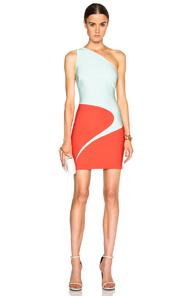 Mugler Mega Milano Mini Dress In Green,orange