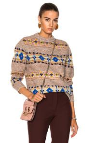 Victoria Beckham Fairisle Crewneck Jumper In Gray,abstract,neutrals