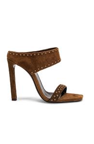 Saint Laurent Mica Stud Mules In Brown