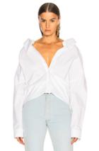 Tibi Watts Oxford Shirting Easy Shirt W/ Zipper Detail In White