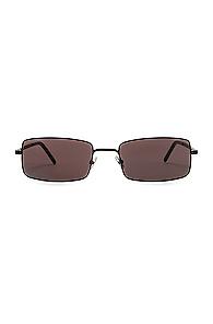 Saint Laurent Narrow Rectangular Sunglasses In Black