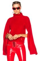 Versace Slit Sleeve Turtleneck Sweater In Red