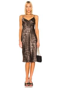 L'agence Jodie V Neck Slip Dress In Animal Print,brown