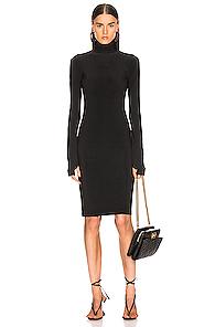 Norma Kamali Slim Fit Turtleneck Dress In Black