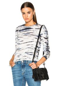 Proenza Schouler Tie Dye Tissue Jersey Long Sleeve Tee In Blue,white,ombre & Tie Dye