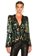 Roberto Cavalli Woven Blazer In Green,abstract,metallics
