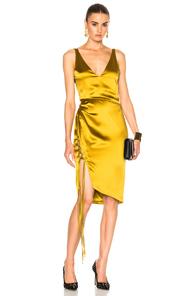 Galvan Isabella Dress In Metallics,yellow