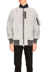 Sacai Hickory Stripe Blouson In Black,white,stripes