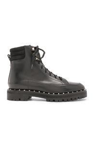 Valentino Leather Soul Rockstud Hiking Boots In Black