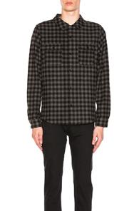 A.p.c. Flannel Shirt In Black,checkered & Plaid,gray
