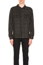 A.p.c. Flannel Shirt In Black,checkered & Plaid,gray