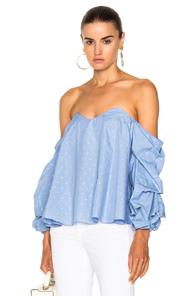 Caroline Constas Gabriella Long Sleeve Top In Blue
