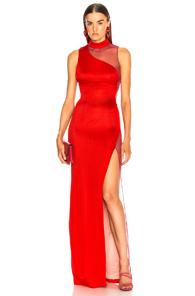 Galvan Shadow Dress In Red