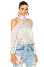 Galvan For Fwrd Long Sleeve Cold Shoulder Tunic Top In Pink,ombre & Tie Dye