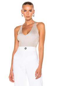 Cushnie Et Ochs Deep V Bodysuit In Metallics,neutrals
