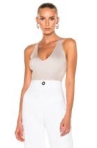 Cushnie Et Ochs Deep V Bodysuit In Metallics,neutrals