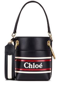 Chloe Roy Bucket Logo & Stripe Shoulder Bag In Blue