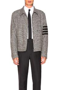 Thom Browne 4 Bar Stripe Golf Jacket In Black,plaid,white