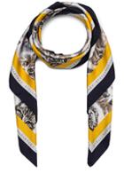 Stella Mccartney Cat Print Scarf In Animal Print,white
