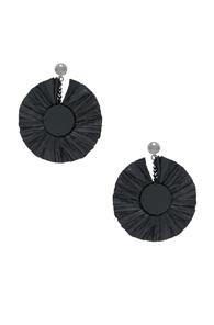Oscar De La Renta Small Raffia Disk Earrings In Black