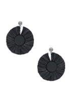 Oscar De La Renta Small Raffia Disk Earrings In Black