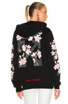 Off-white Cherry Blossom Diagonal Hoodie In Black,floral