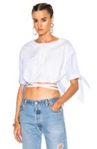 Alexander Wang Short Sleeve Cropped Shirt In Blue,stripes,white