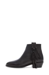 Valentino Fringe Grained Leather Ankle Boots In Black