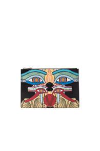 Givenchy Medium Egyptian Eyes Print In Avstract,yellow,orange,black,red