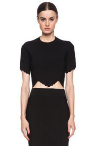 Alexander Mcqueen Embossed Knit Crop Top In Black
