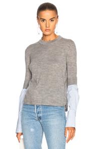 Veronica Beard Roscoe Mixed Media Sweater In Gray