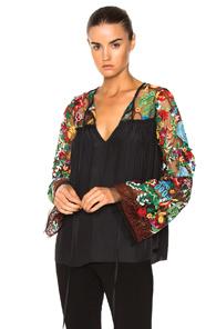 Calvin Rucker Embroidered Karma Chameleon Top In Black,floral