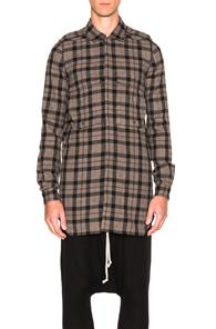 Rick Owens Field Shirt In Gray,black,checkered & Plaid