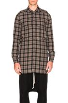 Rick Owens Field Shirt In Gray,black,checkered & Plaid
