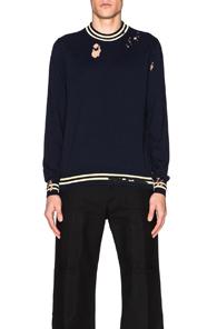 Maison Margiela Stripe Sweater In Blue