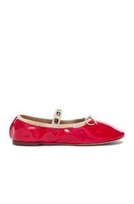 Valentino Rockstud Patent Leather Ballerina Flats In Red